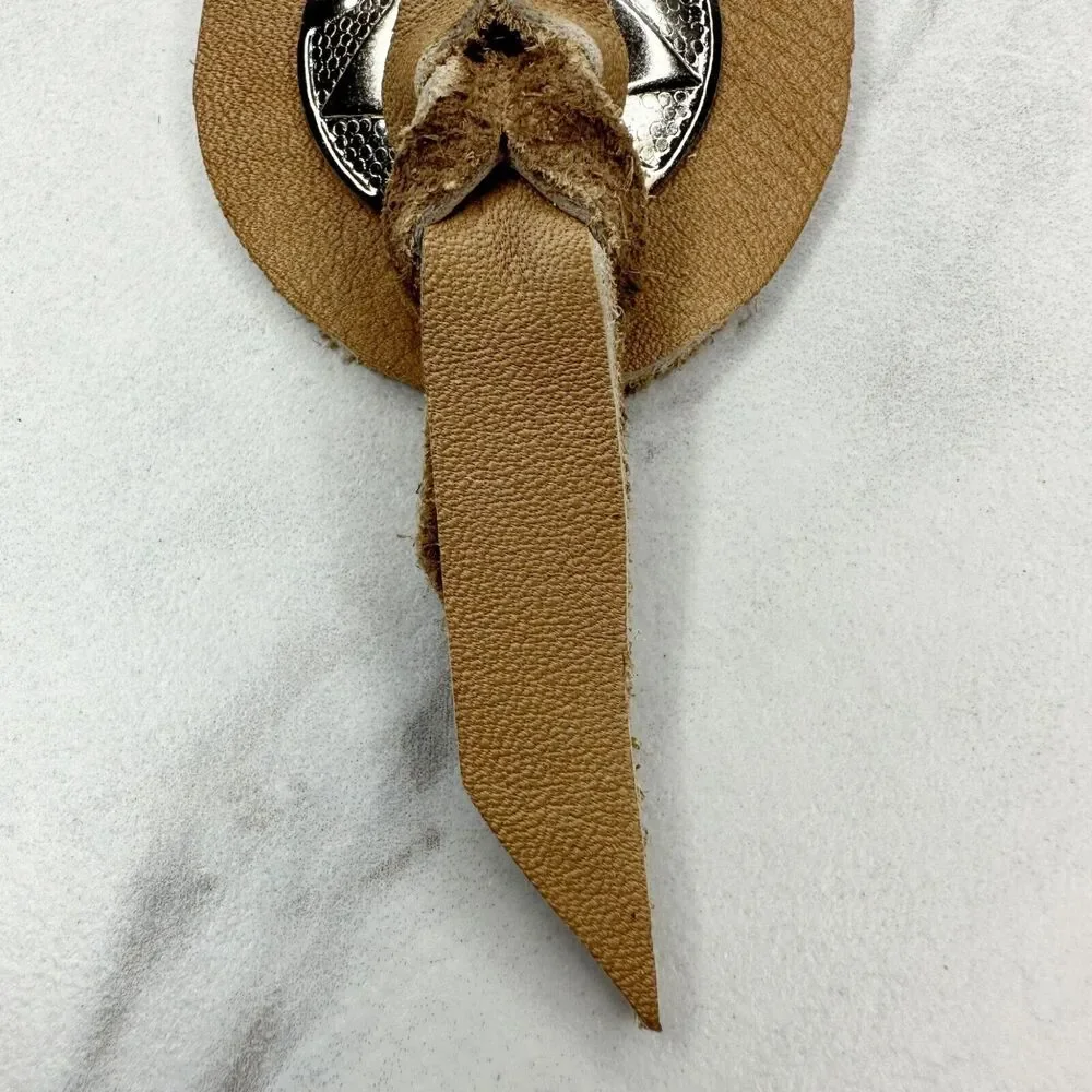 Soft Brown Leather Fringe Western Concho Boho Keychain Keyring